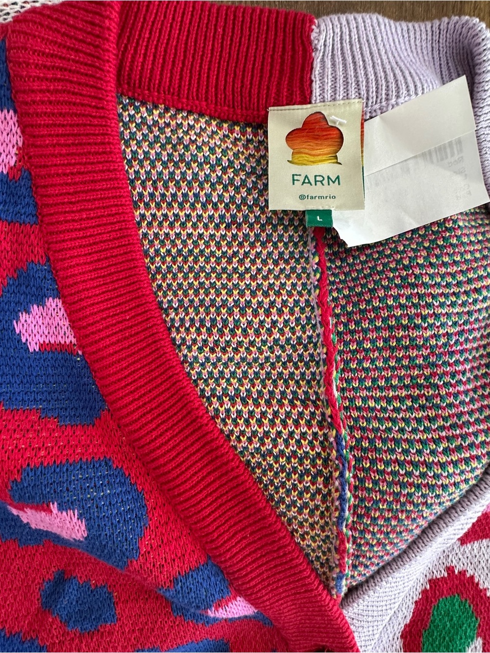 NWT Farm Rio Mixed Leopard Spot Colorblock Knit Cardigan Sweater Size L - Picture 2 of 4